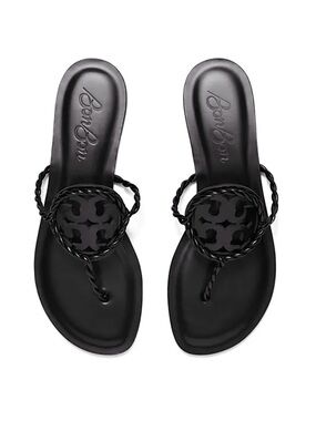 TORY BURCH x BonBon Miller Black Sandals Braided Strap Rare 9